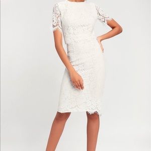 White Lace Midi Dress